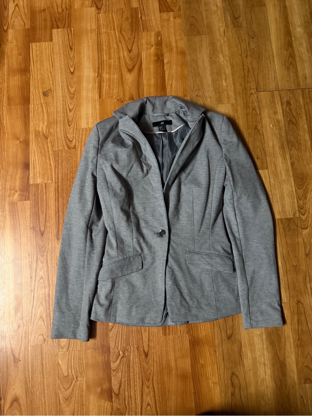 H&M Grey Single-Button Tailored Blazer